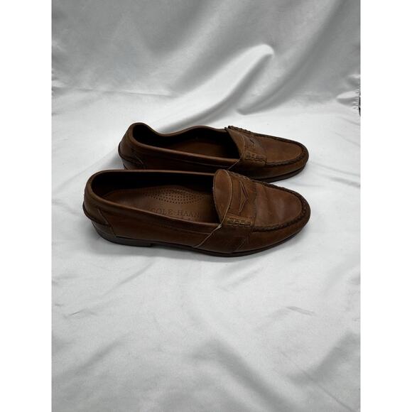 COLE HAAN Hand Sewn Brown Leather PENNY LOAFERS Sz 11 Office Work Academia - Picture 4 of 11